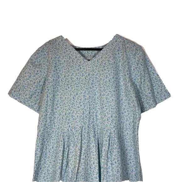 Blue Floral Dress Microprint Maxi Cotton Vintage Handmade Cottagecore Western M - Picture 2 of 13